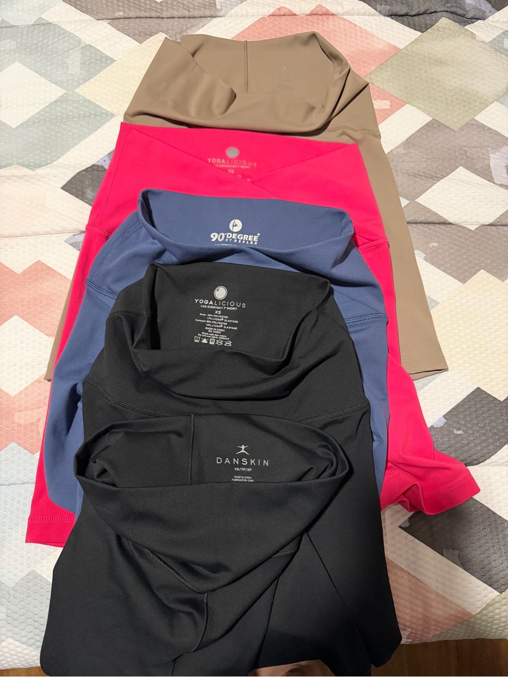 Yogalicious Women's Athletic Shorts in Black, Blue, Hot Pink, and Tan